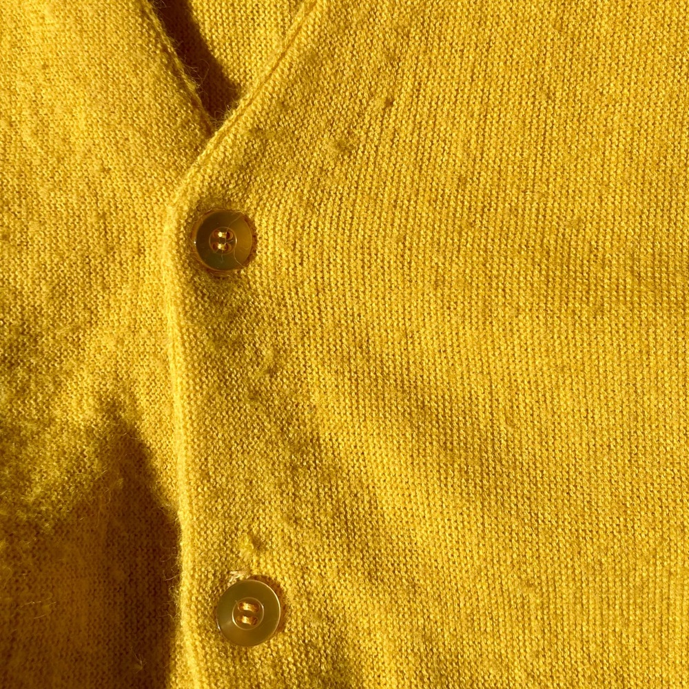 Vibrant yellow mans cardigan